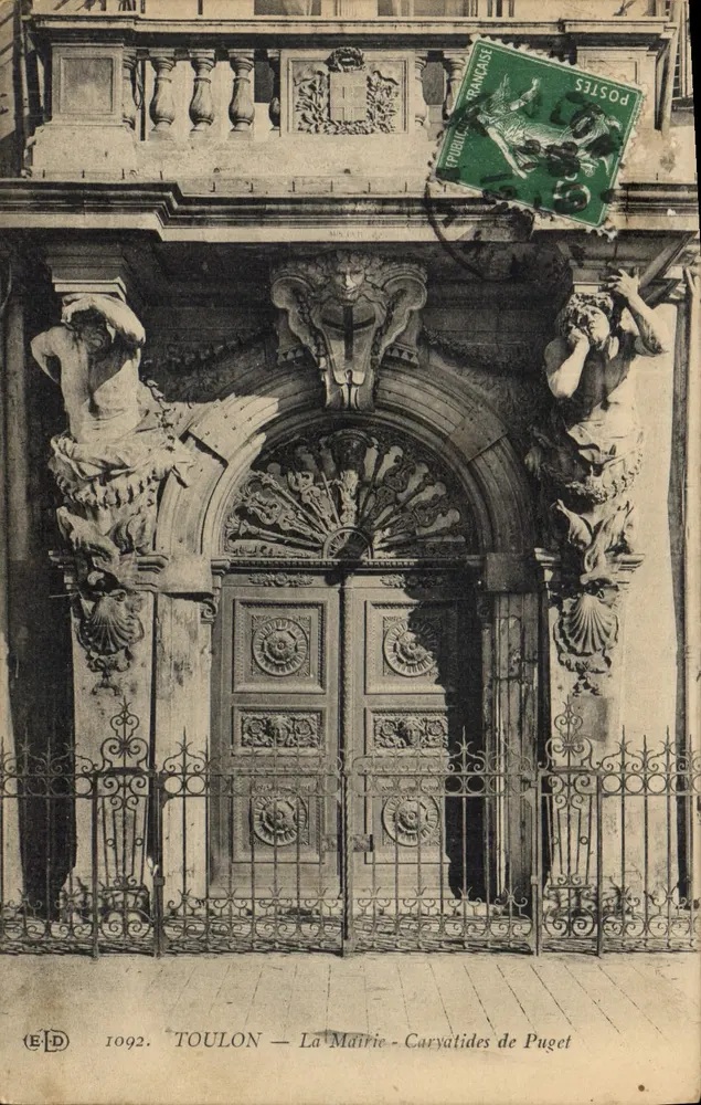 Toulon — A Prefeitura — Caryatides de Puget — Editor ELD, n° 1092 - Frente