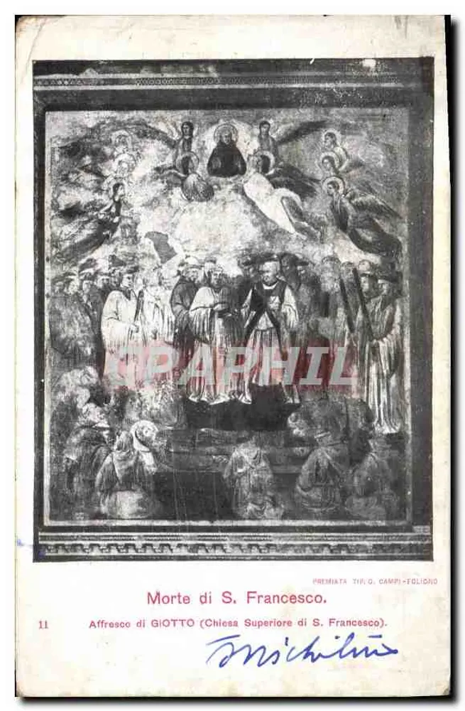 Morte de S. Francisco — Fresco de Giotto — Premiada Yih G. Campi-Foligno n°11 - Frente