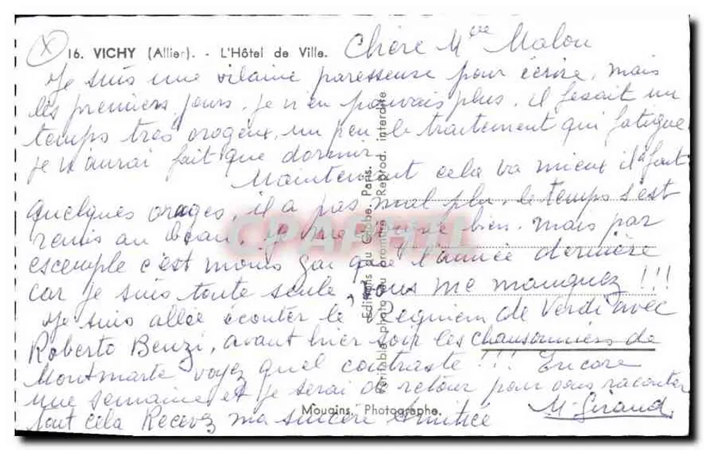 Vichy (Allier) — L'Hotel de Ville — Editore: Mouains, Fotografo - Verso