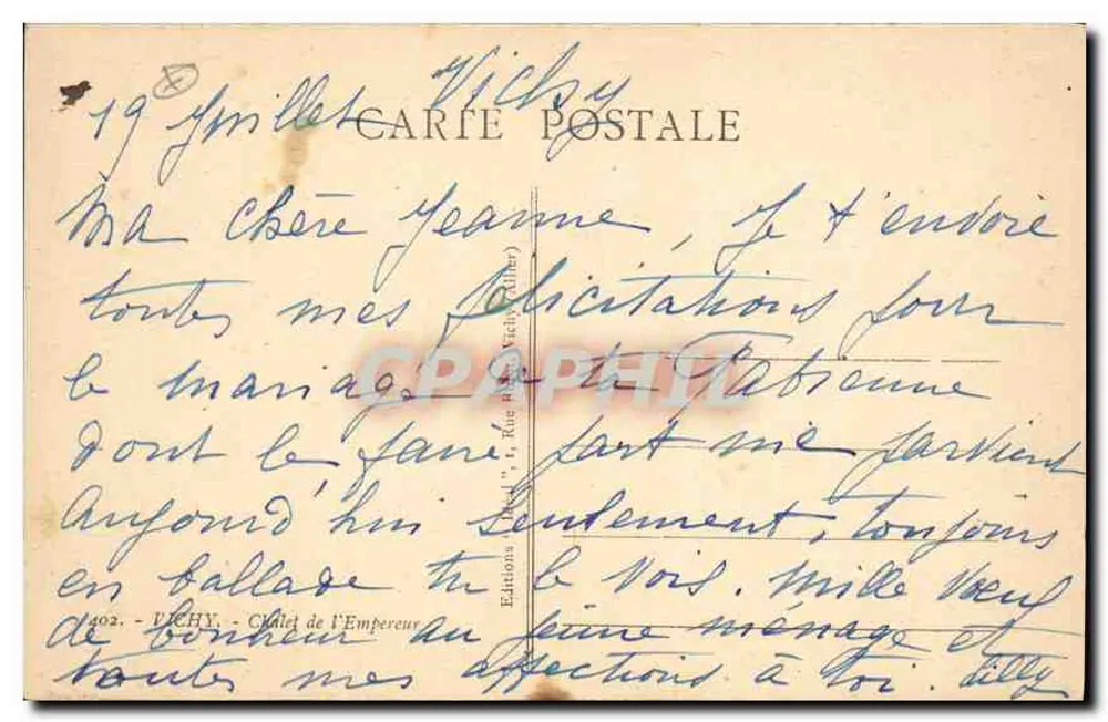 Willa otoczona roślinnością — Vichy — Wydawnictwo Pichy, nr 402 - Rewers