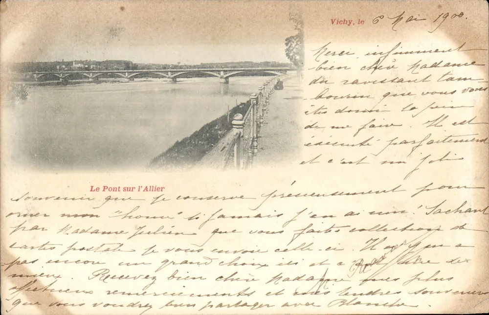 Le Pont sur l'Allier — vue du pont en arche et du fleuve — éditeur 'Le Pont sur l'Allier' (imprimé sur la carte) - Voorkant