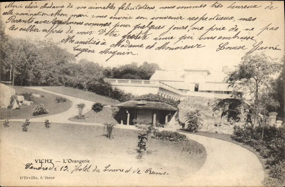 Vichy — A Orangerie — Hotel du Louvre de Rums — D'Erville, editora - Frente