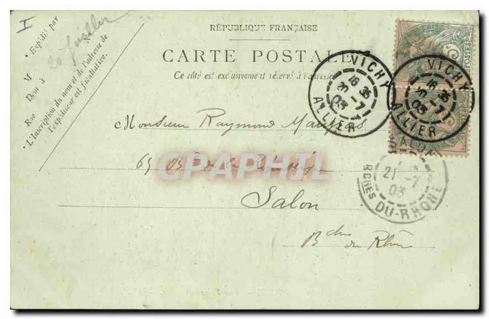 Vichy — Uitzicht op de Allier — Anonieme uitgever, nr. 81 - Achterkant