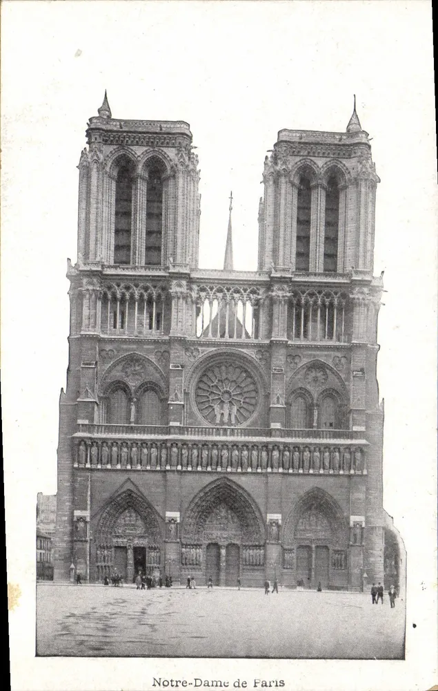 Notre-Dame de Paris — fachada gótica — editor não identificado, número de série não visível - Frente
