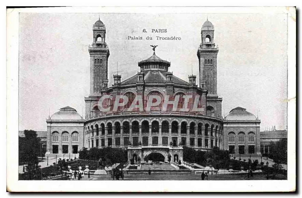 Palais du Trocadéro — vue du bâtiment principal à Paris — éditeur LACHOITE, N. Dup. Léonards, Paris - Voorkant