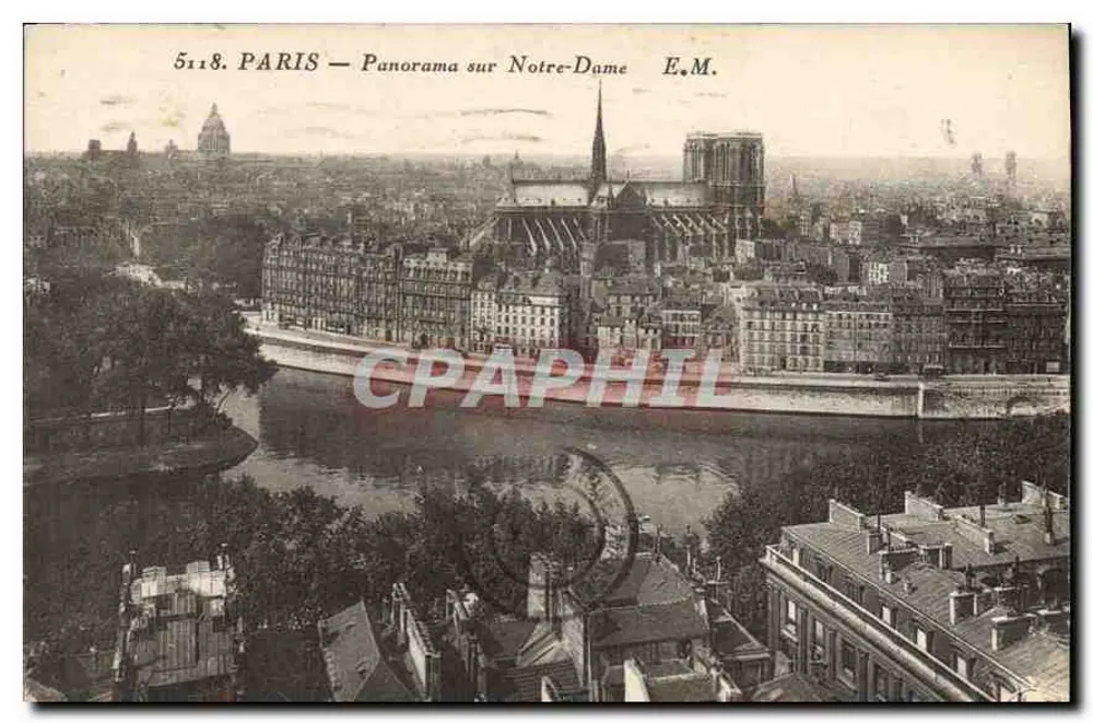 PARIS — Panorama sobre a Notre-Dame — E.M. n°5118 - Frente