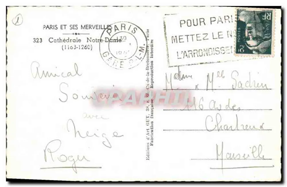 Kathedrale Notre-Dame — Paris — Éditions d'Art Guy - Rückseite