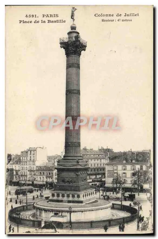 Place de la Bastille — Coluna de Julho, altura 47 metros — Paris, n° 4591 - Frente