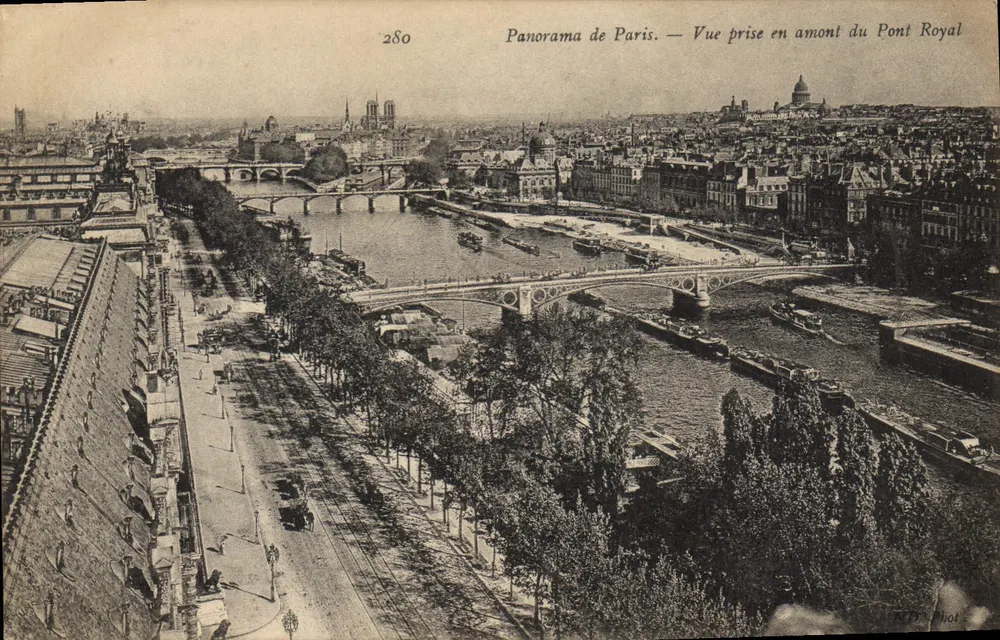 Panorama von Paris — Aussicht vom Oberen Pont Royal — Verlag P. D. Phot, Nr. 280 - Vorderseite