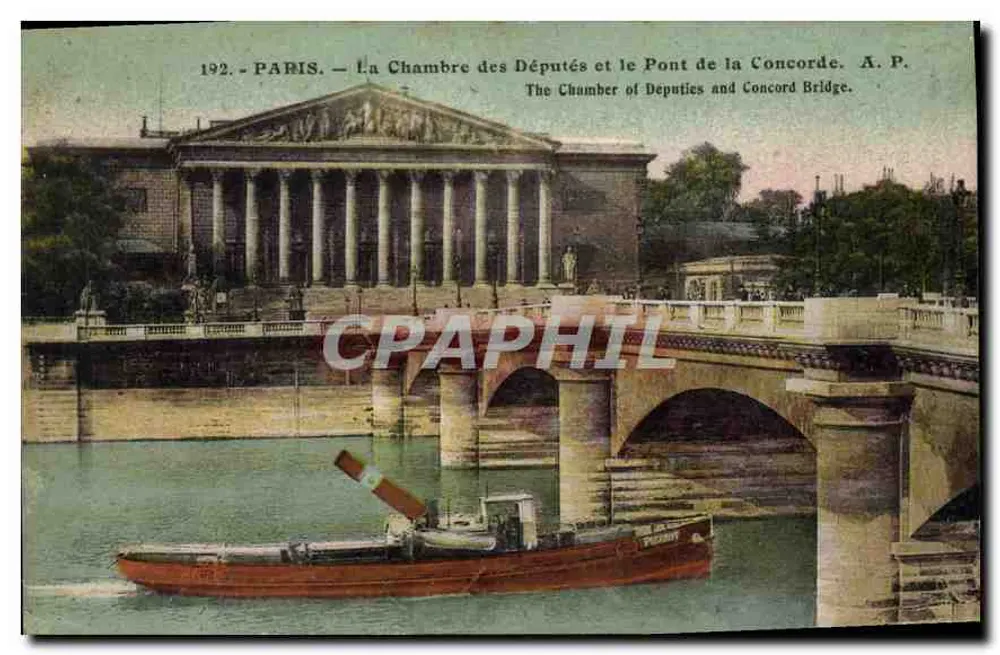 Paris — Das Chamber der Abgeordneten und der Pont de la Concorde — A.P. - Vorderseite