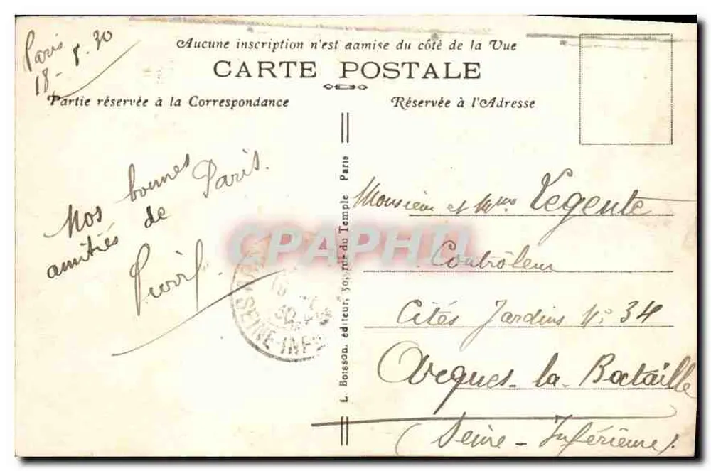 Paris — Fonte Médicis — J. H. n°123 - Verso