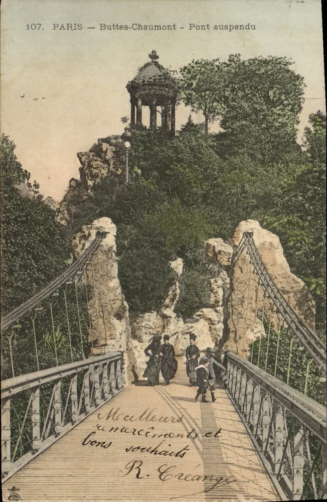 Paris — Buttes-Chaumont — Ponte Suspensa — R. Créange - Frente