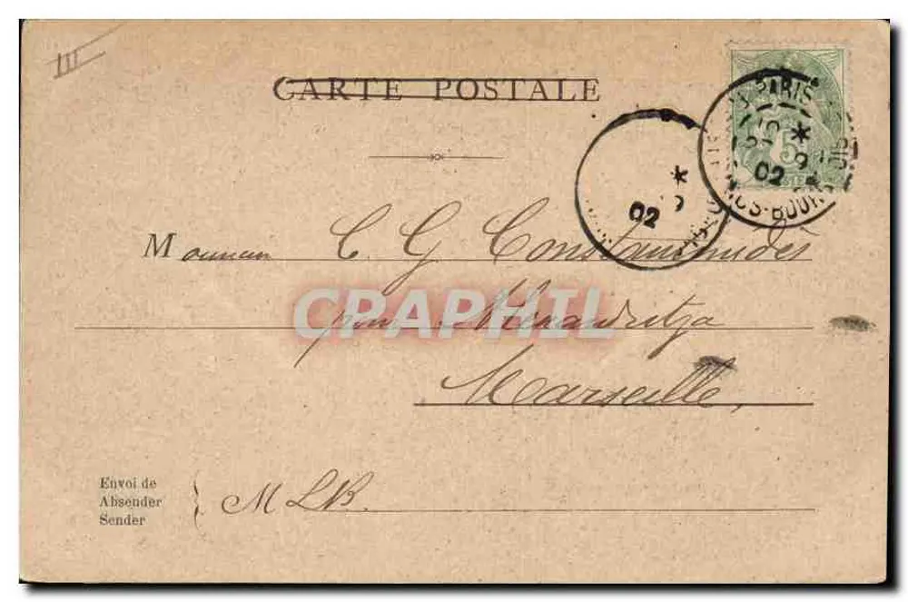 Parijs — Station Saint-Lazare — uitgever L.B. - Achterkant