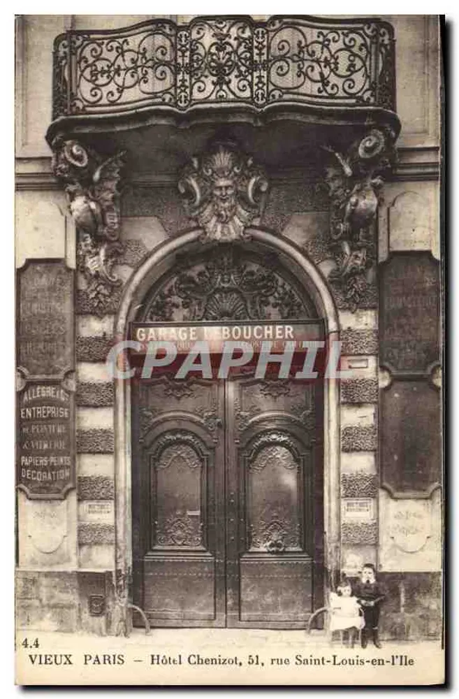 Hotel Chenizot, 51 rue Saint-Louis-en-l'Île — Paris — Garage Leboucher — anonymer Verleger, Nr. 4.4 - Vorderseite