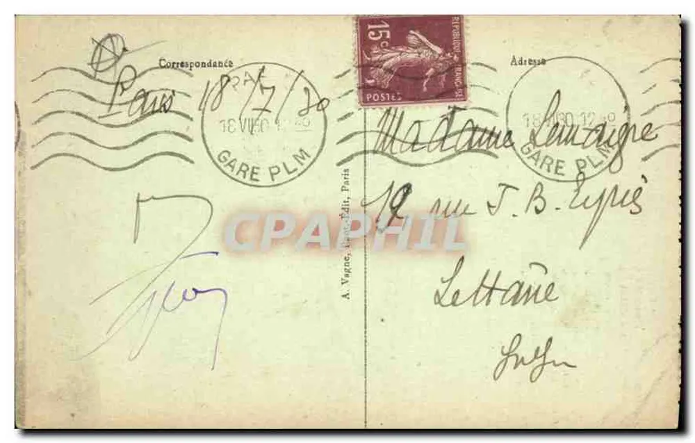 Paris - Place de la Bastille — Colonne de Juillet — J.H. éditeur - Verso