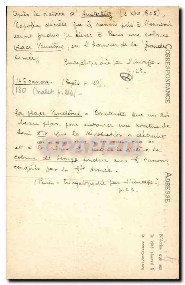 Paris — A Place Vendôme — LL 1172 - Verso