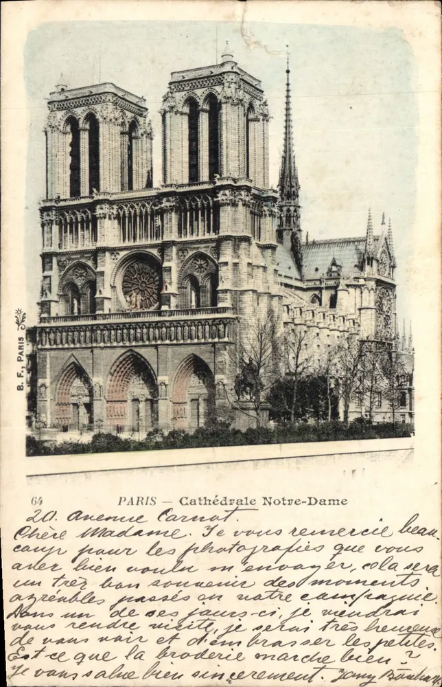 Paris — Catedral de Notre-Dame — B.F. Paris, n° 64 - Frente