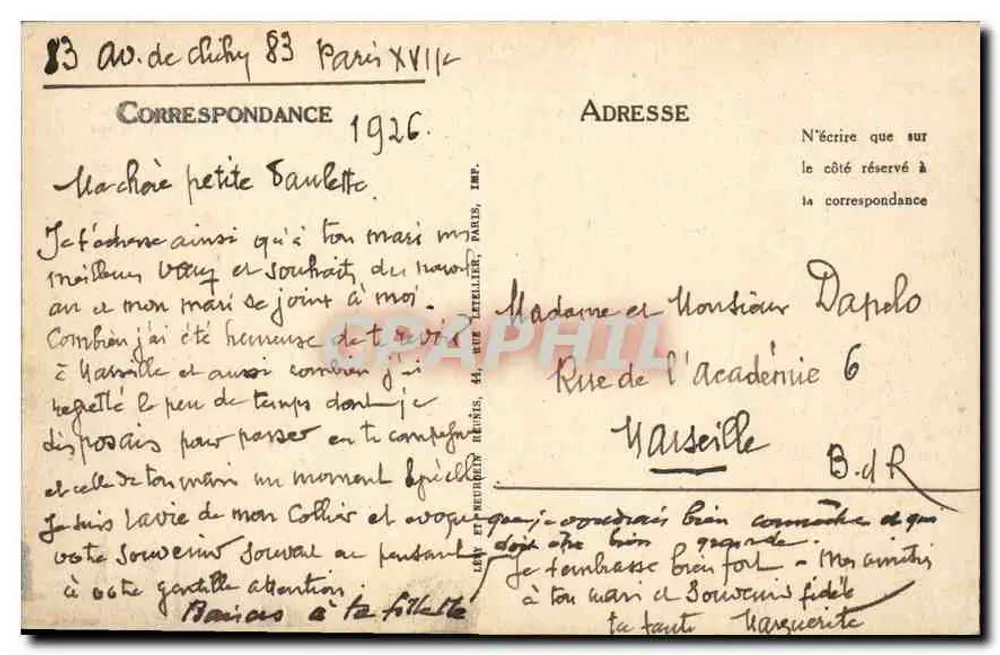 Paris — La Place Vendôme et la Colonne Vendôme — Éditeur LL, n° 1190 - Verso