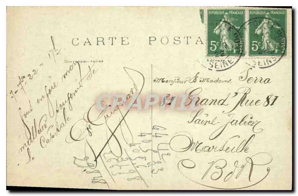 Paris — Grand Palais dos Campos Elísios — Construído por Deglane Louvet e Thomas para a Exposição de 1900 — M. J. — n° 517 - Verso
