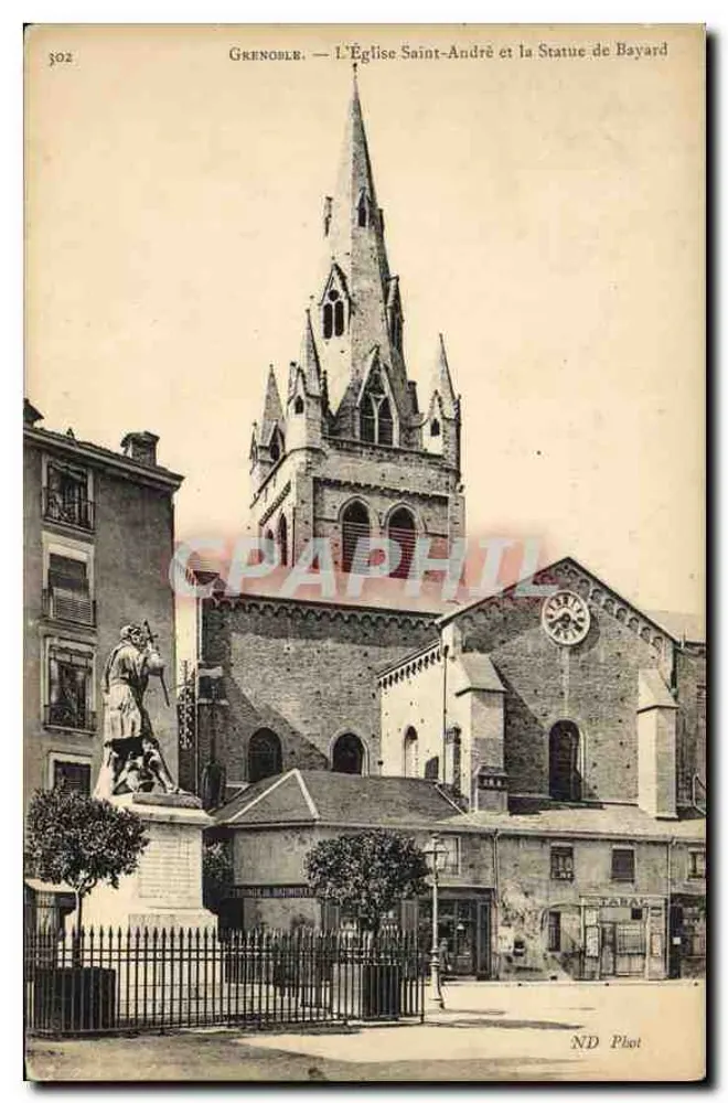 Grenoble — A Igreja de São André e a Estátua de Bayard — ND Plot, n° 302 - Frente