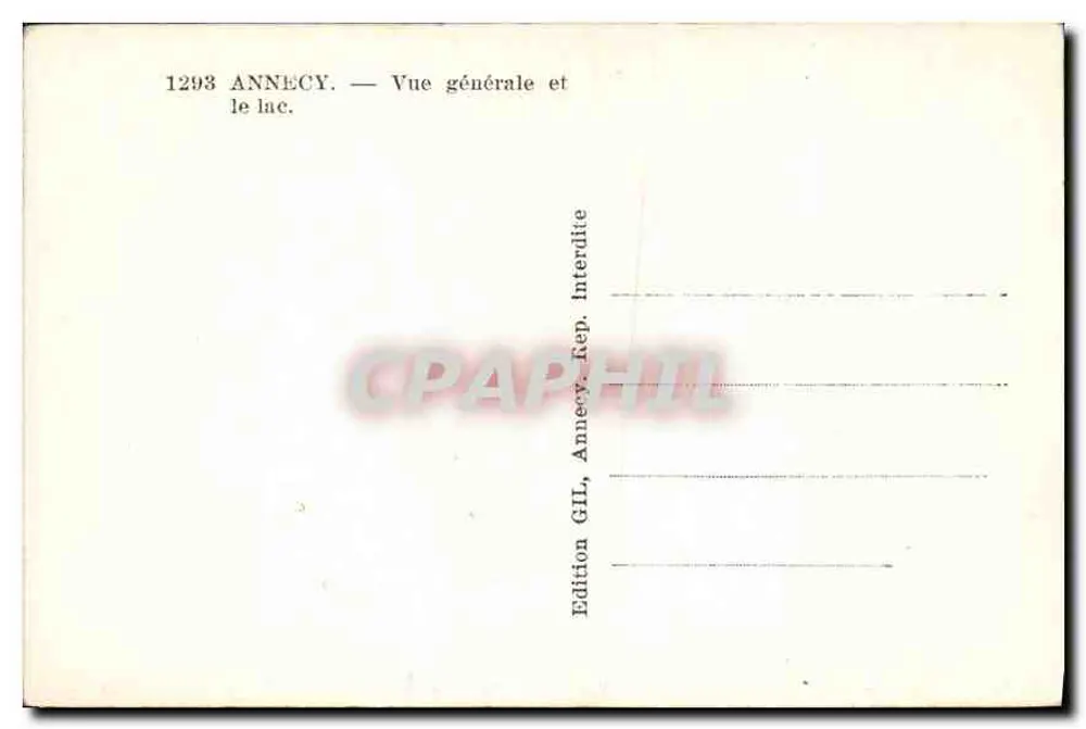 Annecy — Algemene uitzicht en het meer — Uitgave GIL, Annecy - Achterkant