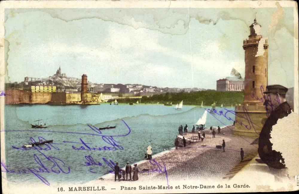 Marseille — Phare Sainte-Marie et Notre-Dame de la Garde — Édit. C. L. B. n°16 - Recto
