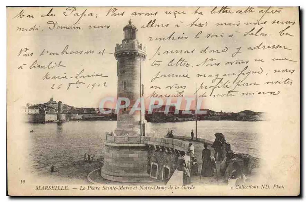 Marseille — O Farol de Santa Maria e a Basílica Nossa Senhora da Guarda — Coleções ND. Fot. n°39 - Frente