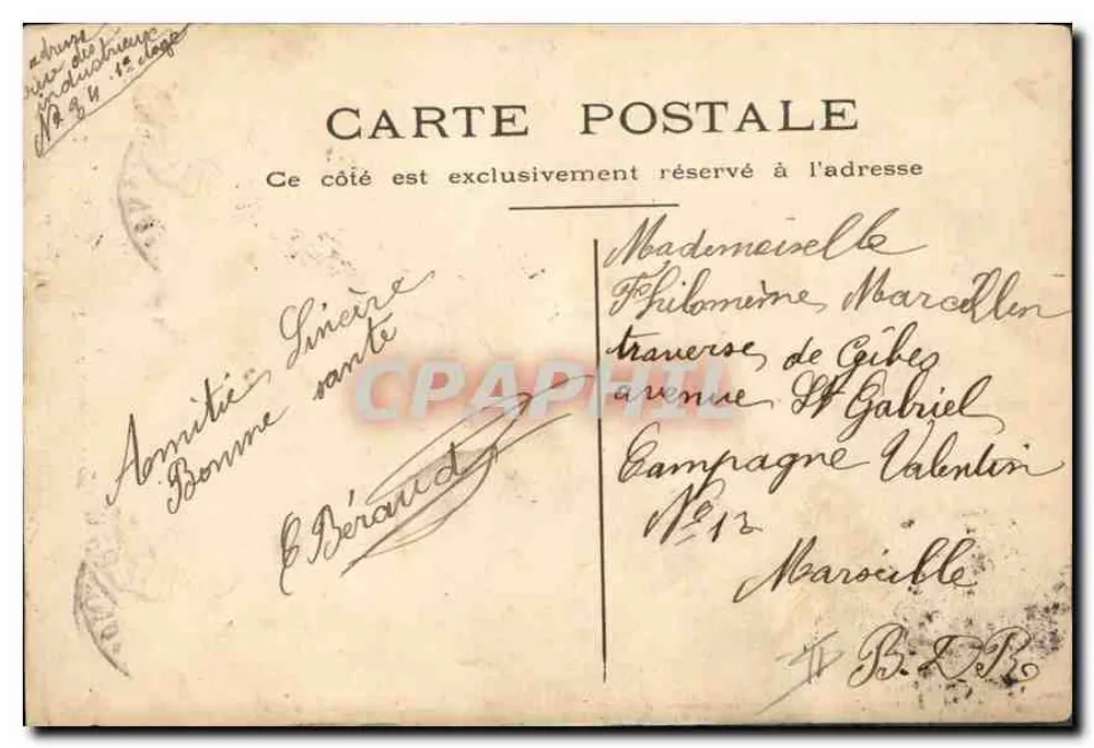 Marseille — Phare Sainte-Marie — éditeur imprimeur non visible - Verso