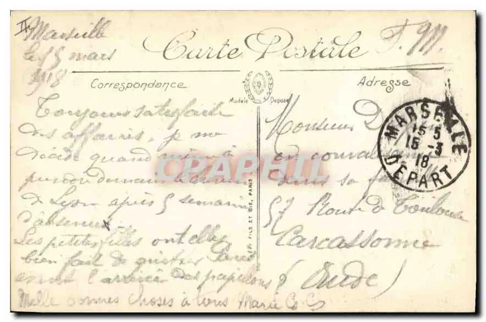 Marseille — La Jetée et le Phare Sainte-Marie — LL. n°345 - Verso