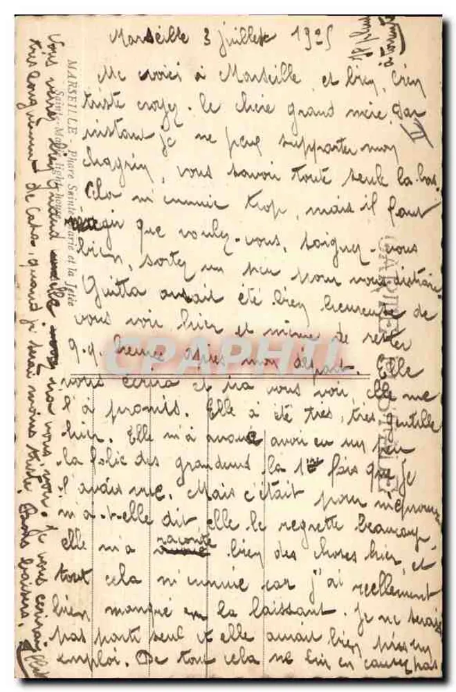Farol da Conchée — Marselha — Editor não identificado, número de série não visível - Verso