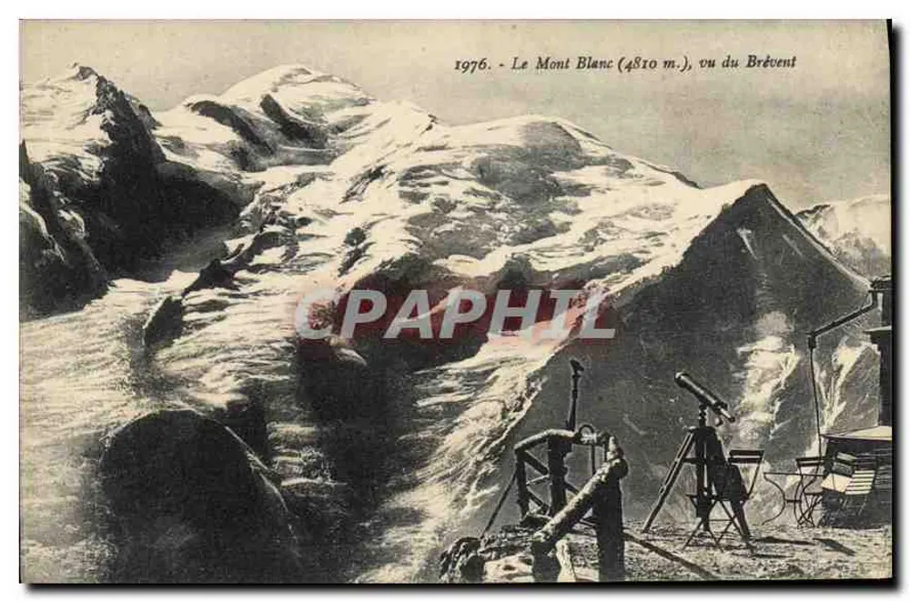 O Mont Blanc (4810 m.), visto do Brévent — 1976 — E. Reynaud, Chamonix - Frente