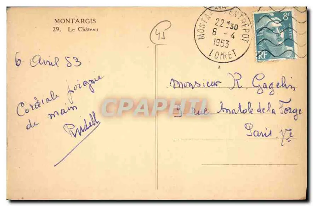 Montargis — O Castelo — C.F.M. n° 29 - Verso