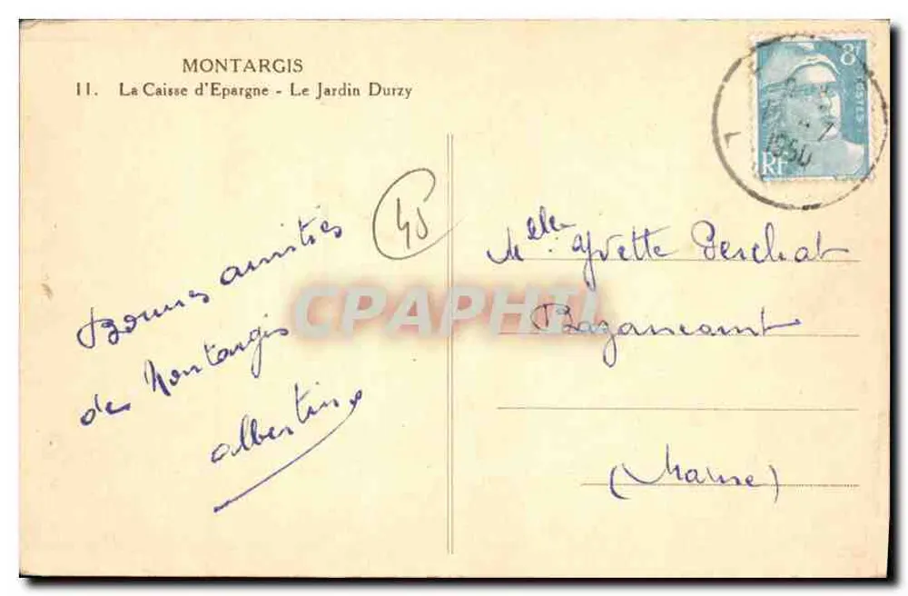 Montargis — A Caixa de Economia - O Jardim Durzy — C.P.M. - Verso
