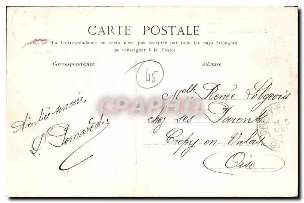 Montargis — Jardin Durzy et la Mairie — Éditeur Christiane, n° 45 - Verso