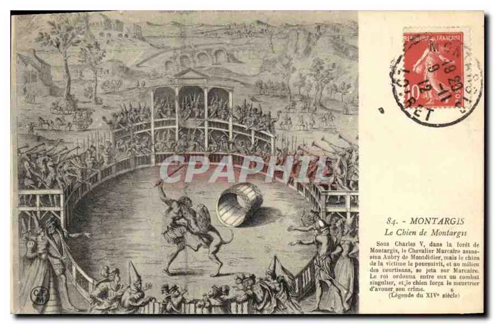 O Cão de Montargis — Lenda do século XIV — editor não visível - Frente
