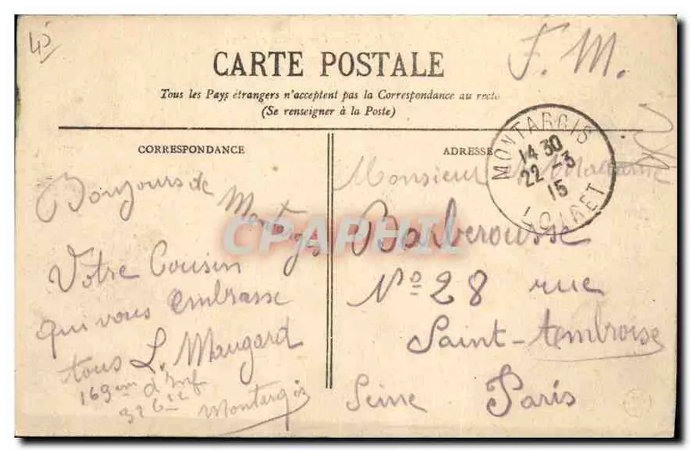 Montargis — Vista geral (n° 1) — Editor não identificado - Verso