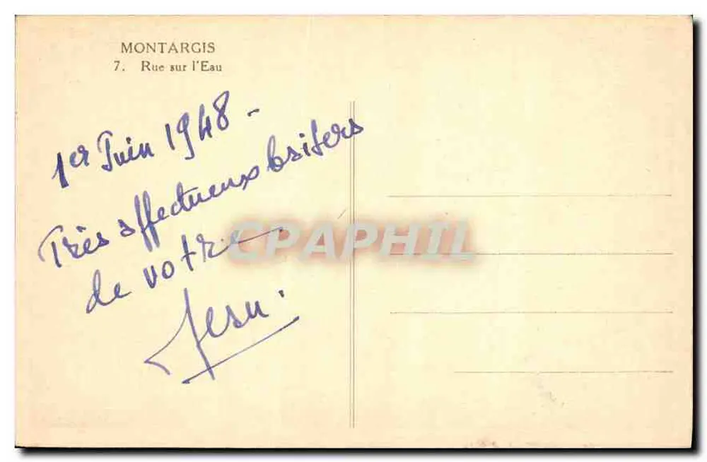Montargis — Rue sur l'Eau — C.F. M - Verso