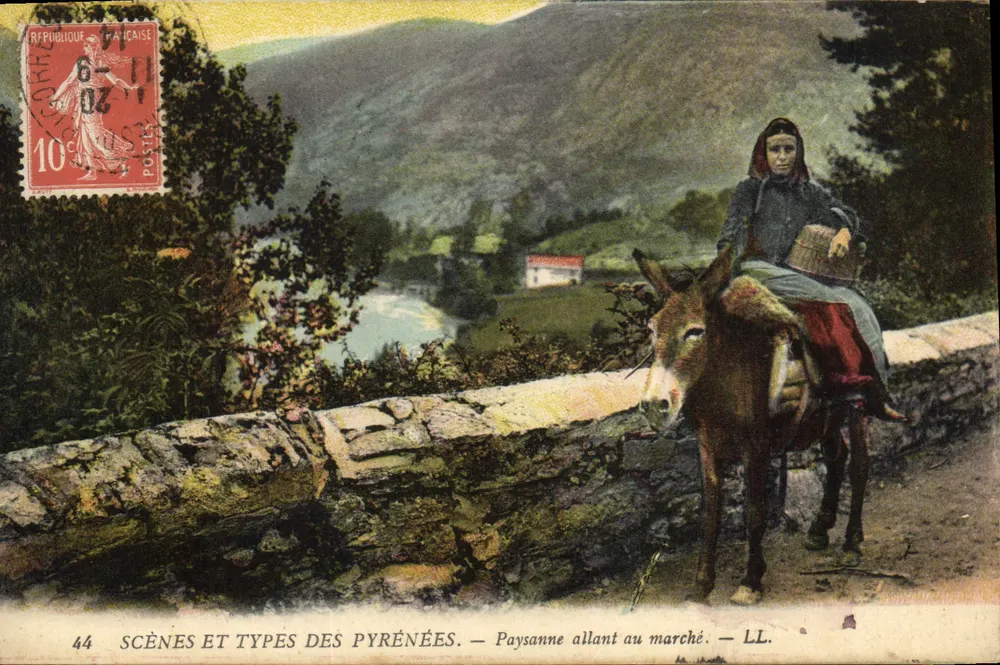 Bäuerin auf dem Weg zum Markt — Szenen und Typen der Pyrenäen — LL. — n°44 - Vorderseite