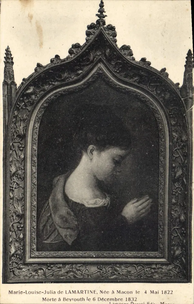 Marie-Louise-Julie de Lamartine — Nacida en Mâcon el 4 de Mayo de 1822, Fallecida en Beirut el 6 de Diciembre de 1832 — Lémanon Ducasté Ed. Mâcon - Anverso