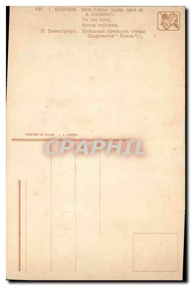 Vista de Paris — casal apaixonado em um balcão — L. Balestriéri - Verso