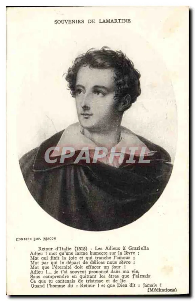 Souvenirs de Lamartine — Adeus a Graciella — Combier Imp. Macon - Frente