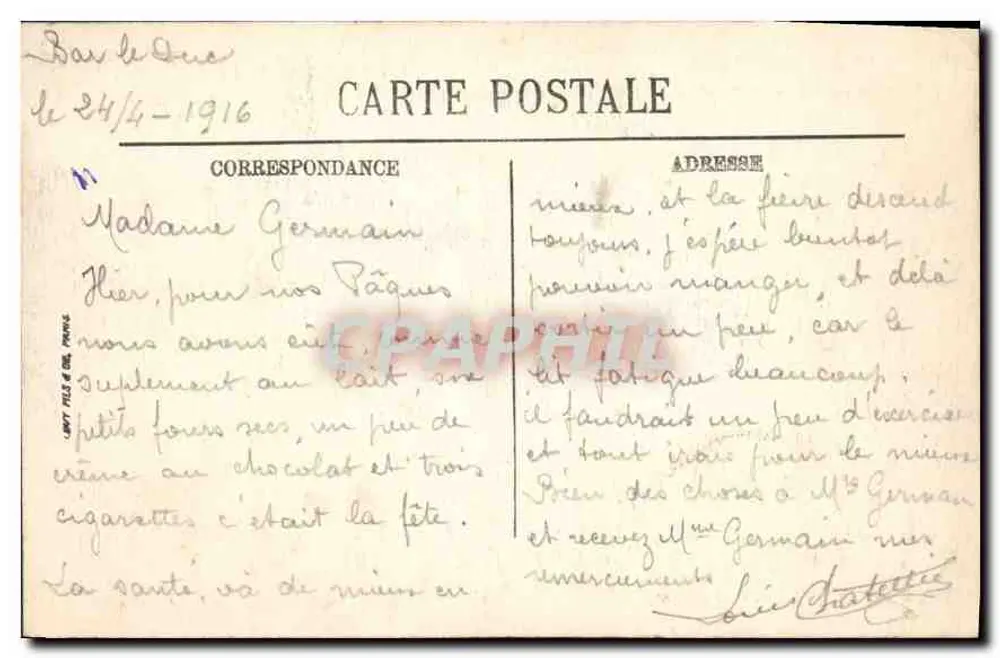 Bar-le-Duc — O Liceu — Edição E. Coohet - Verso
