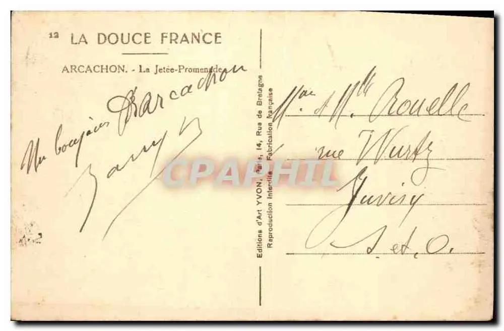 Arcachon - Die Mole-Promenade — Éditions d'Art Yvon, n°12 - Rückseite