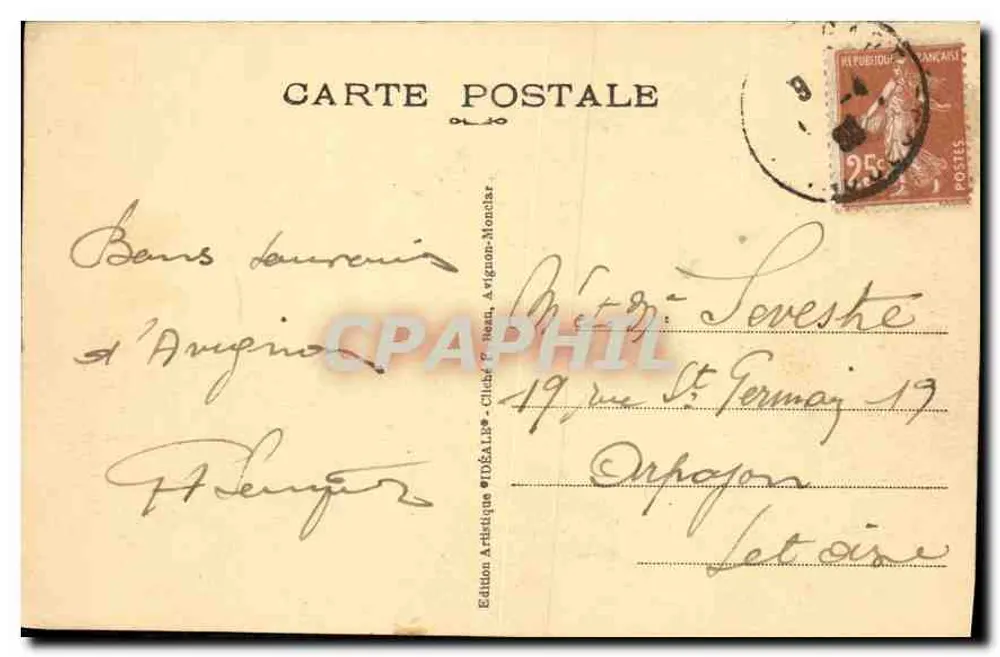 Avignon — Fachada principal do Palácio dos Papas — Éditeur IDEALE M.F.B. - Verso