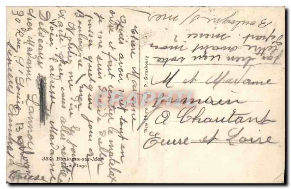 Boulogne-sur-Mer — praia animada — P. Strasbourg - Verso