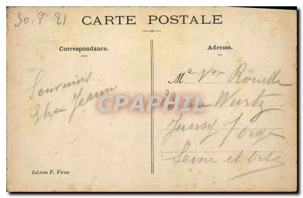 Lourdes — A Basílica (visão lateral) — Edição F. Viron, n° 308 - Verso