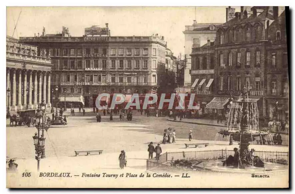 Bordeaux — Fontäne Tourny und Place de la Comédie — Selecta LL. n°105 - Vorderseite