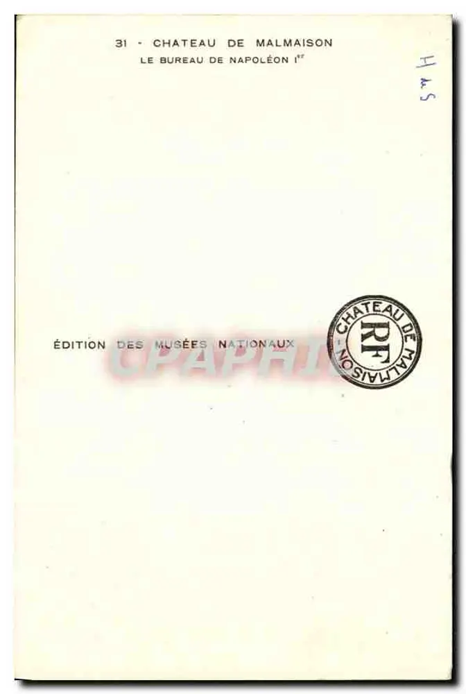 Escritório de Napoleão I — Castelo de Malmaison — Edição dos Museus Nacionais n°31 - Verso