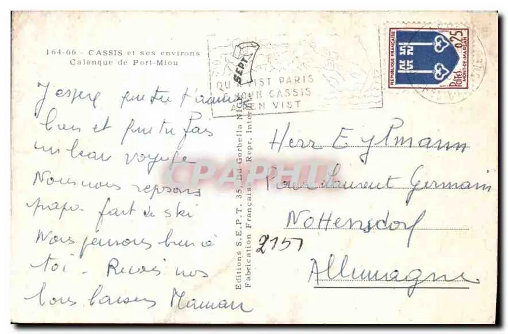Calanque de Port-Miou — vue panoramique — Éditions S.E.P.T. 164-66 - Verso