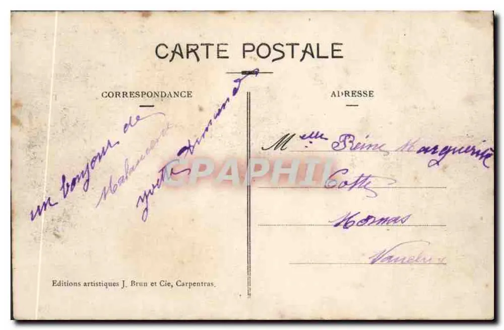Mont Ventoux (Vaucluse) — Das Hotel Vendran unter Schnee — Editions artistiques J. Brun et Cie, Carpentras, n°7 - Rückseite